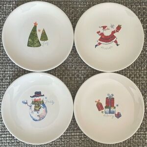 Pier 1 Imports 6” 4 Piece Appetizer Plate Set Holiday / Christmas Earthenware